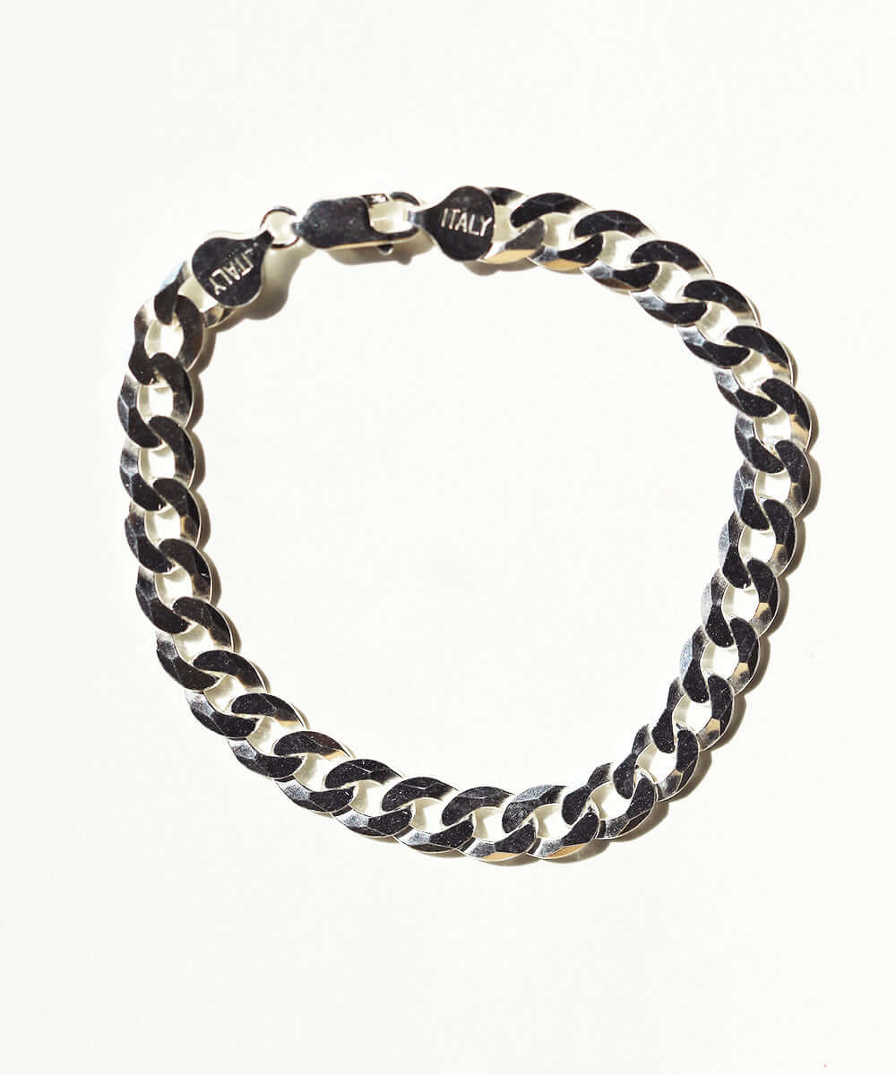 Silver Flat Curb Bracelet Chain NYC fine jewelry brooklyn NY New York jeweler sustainable ethical greenpoint engagement