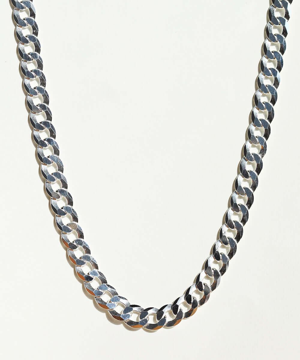 Silver Flat Curb Chain Necklace NYC fine jewelry brooklyn NY New York jeweler sustainable ethical greenpoint engagement