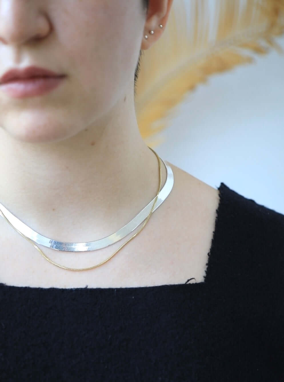 silver Herringbone Necklace NYC fine jewelry brooklyn NY New York jeweler sustainable ethical greenpoint engagement