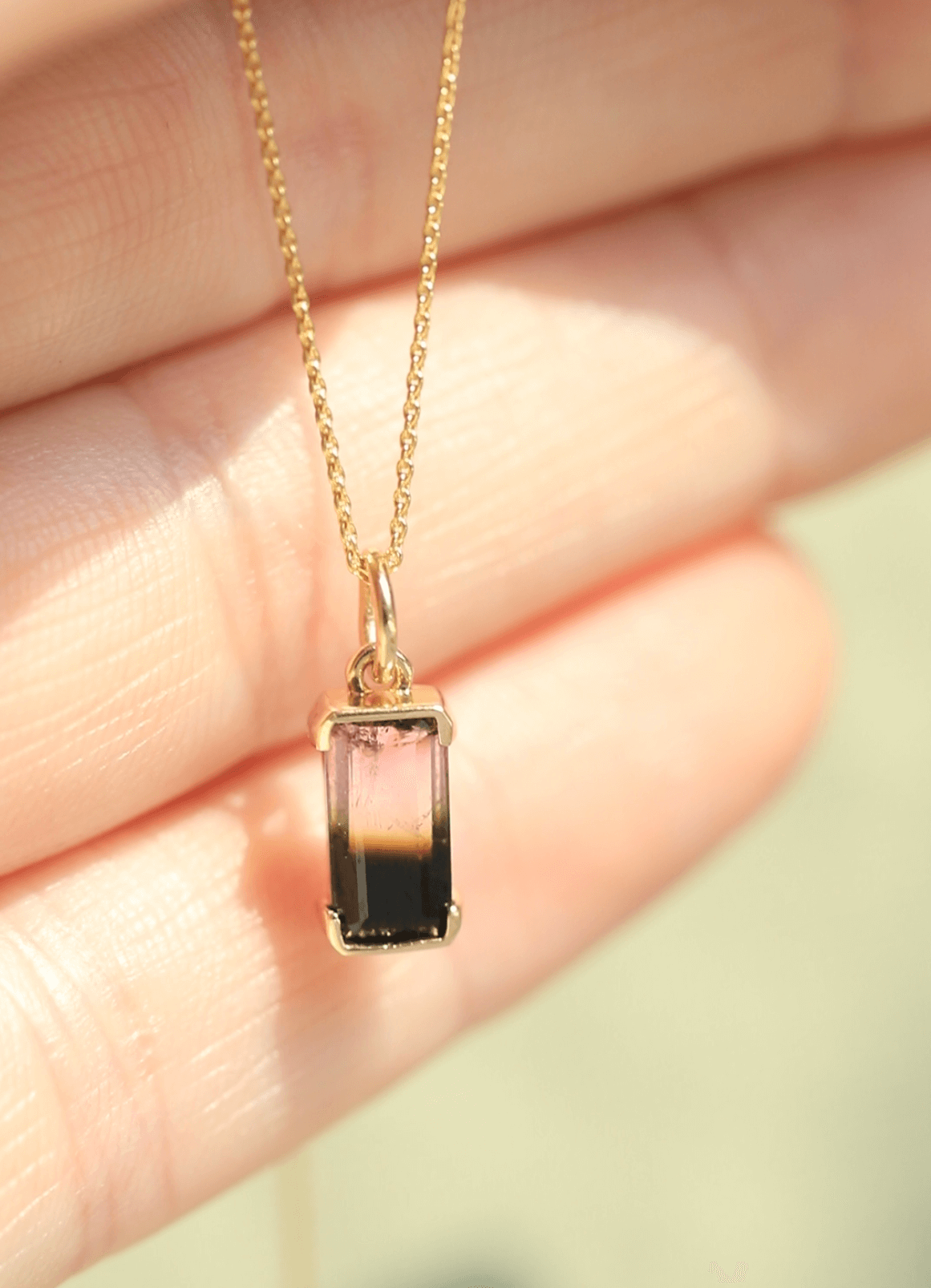 Color Blocking Tourmaline Pendent NYC fine jewelry brooklyn NY New York jeweler sustainable ethical greenpoint engagement