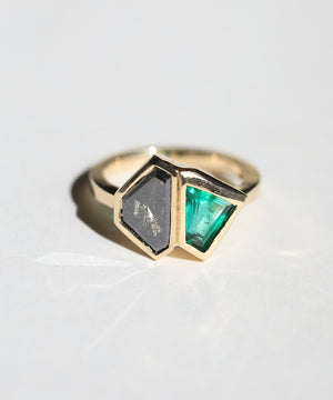 14k gold Diamond Emerald Ring NYC fine jewelry brooklyn NY New York jeweler sustainable ethical greenpoint engagement