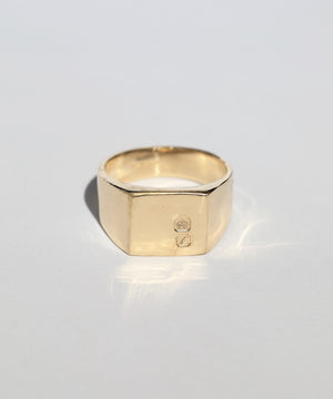Large Square Hallmarked Signet Ring in Yellow Gold