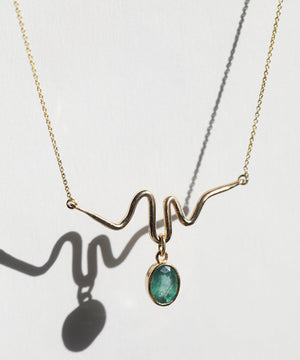 Emerald  Pendent 14k Gold, NYC fine jewelry brooklyn NY New York jeweler sustainable ethical greenpoint engagement
