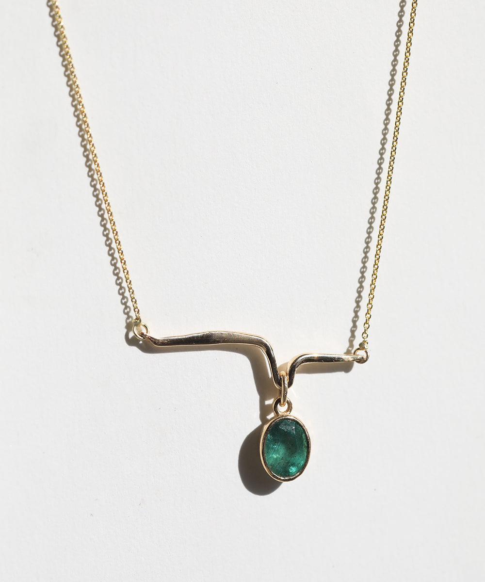 Emerald  Pendent 14k Gold, NYC fine jewelry brooklyn NY New York jeweler sustainable ethical greenpoint engagement