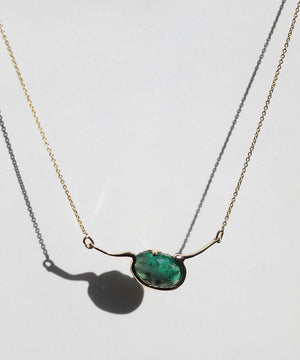 Emerald Necklace 14k Gold NYC fine jewelry brooklyn NY New York jeweler sustainable ethical greenpoint engagement