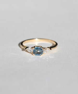 Blue Sapphire Diamond 14k Yellow Gold NYC fine jewelry brooklyn NY New York jeweler sustainable ethical greenpoint engagement