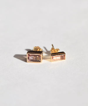 emerald cut tourmaline stud earring 14k yellow gold engagement ring NYC fine jewelry brooklyn NY New York jeweler sustainable ethical greenpoint engagement
