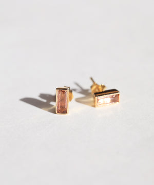 emerald cut tourmaline stud earring 14k yellow gold jewelry  engagement ring NYC fine jewelry brooklyn NY New York jeweler sustainable ethical greenpoint engagement