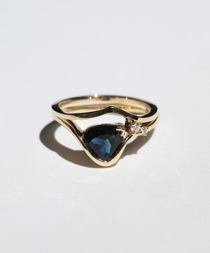 14k Yellow Gold Band Sapphire Ring Diamond , Brooklyn New York 