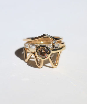 Salt & Pepper Diamond Ring, Wedding Band 14k Yellow Gold, Brooklyn New York 11222