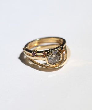 Astro Sapphire Ring l Billow Ring l Cognac Diamond Bezel Solitaire II