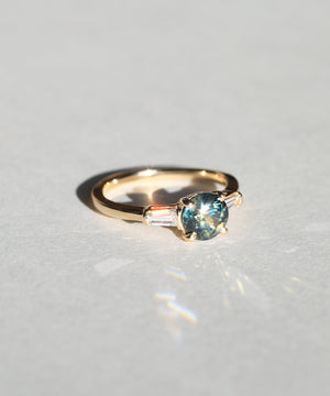 sapphire nyc jewelry engagement yellow gold diamond Australian bi-color NYC fine jewelry brooklyn NY New York jeweler sustainable ethical greenpoint engagement