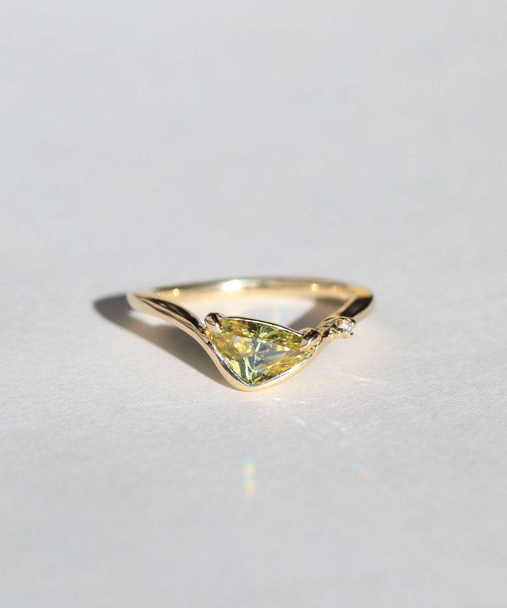 Ring Sapphire diamond,14k gold, NYC fine jewelry brooklyn NY New York jeweler sustainable ethical greenpoint engagement