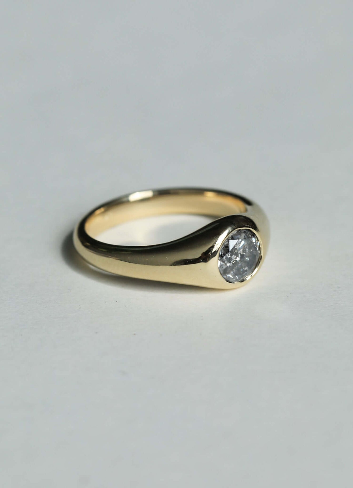 signet salt and pepper diamond gold ring