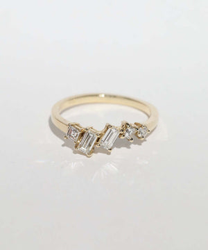 asymmetric diamond engagement ring, Macha Studio, Brooklyn NYC