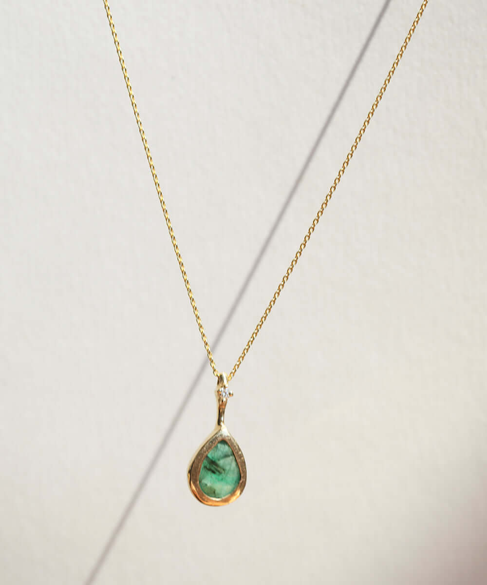 emerald and diamond gold necklace macha brooklyn nyc jewelry store