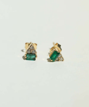 emerald diamond studs earrings gold Brooklyn New York