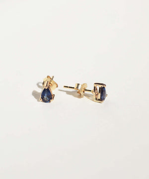 sapphire pear studs earring gold Brooklyn New York 