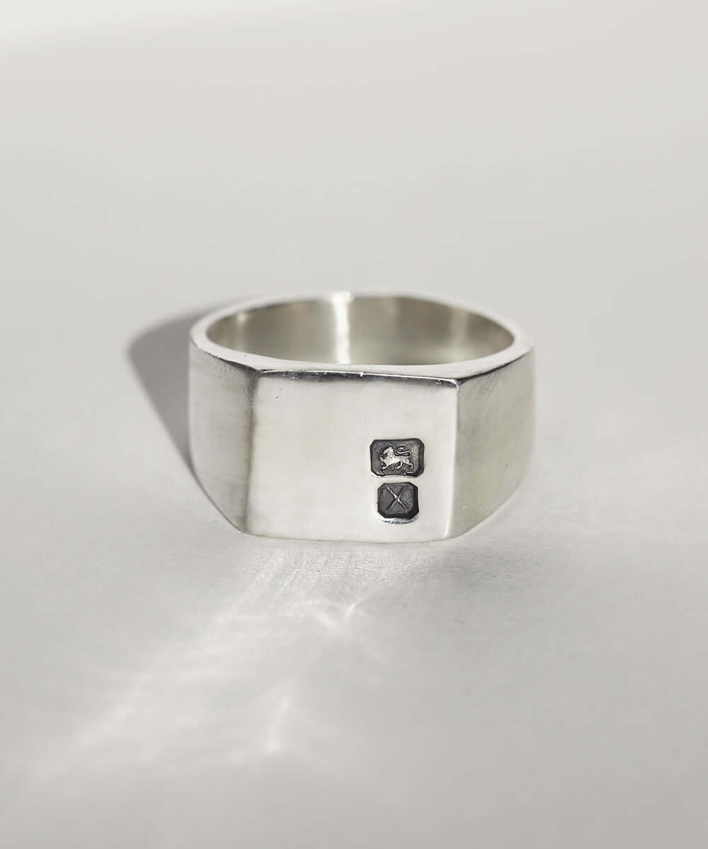 Large Square Hallmarked Signet Ring in Silver