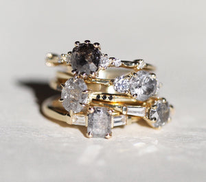 salt and pepper diamond engagement rings, Macha Studio Brooklyn NYC