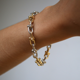 Two-Tone Beaded Chain Bracelet 14K Gold