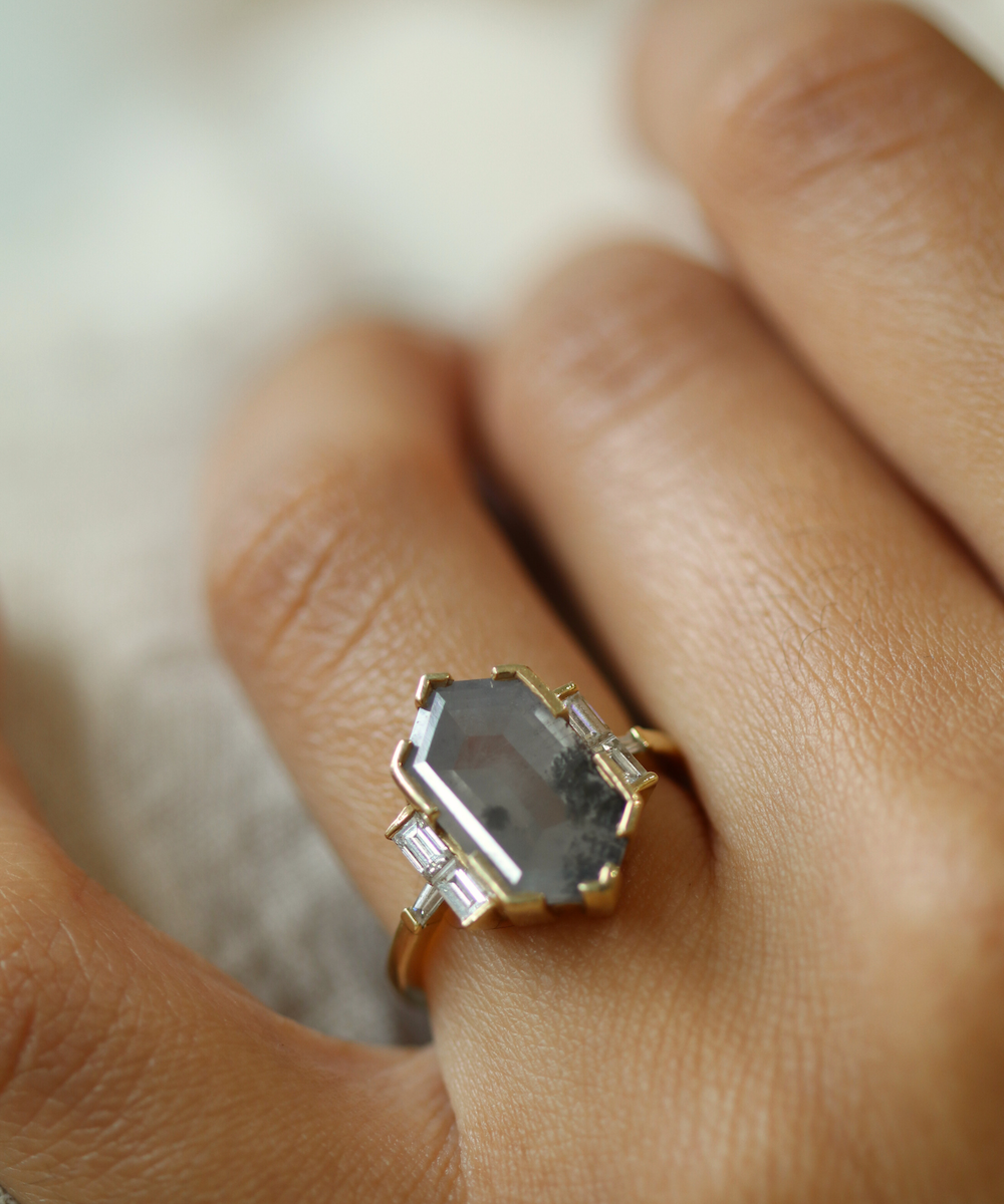 Salt & Pepper Diamond Engagement Ring, Macha Studio, Greenpoint, Brooklyn NYC
