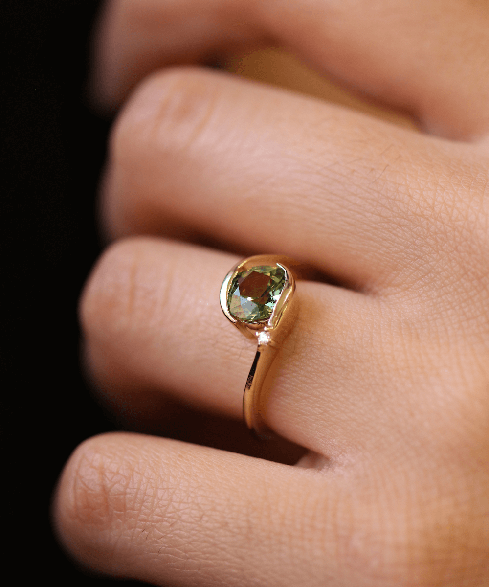 Engagement Saturn Ring Blue Sapphire - Unique Jewelry Design