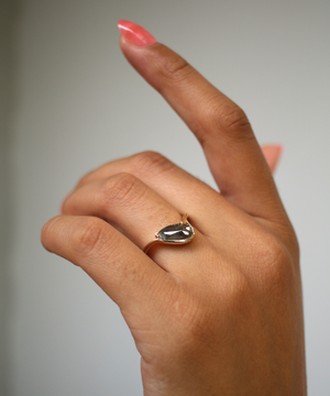 Crest Ring with Salt & Pepper Diamond