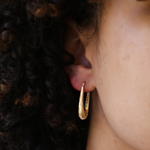 Elongated oval hoops 14k yellow gold Brooklyn New York 11222 