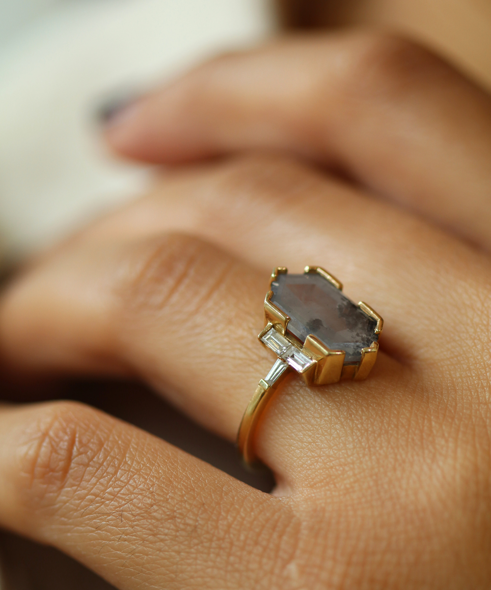 Salt & Pepper Diamond Engagement Ring, Macha Studio, Greenpoint, Brooklyn NYC