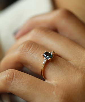 Teal Australian Sapphire Engagement Ring, Macha Studio, Greenpoint, Brooklyn NYC