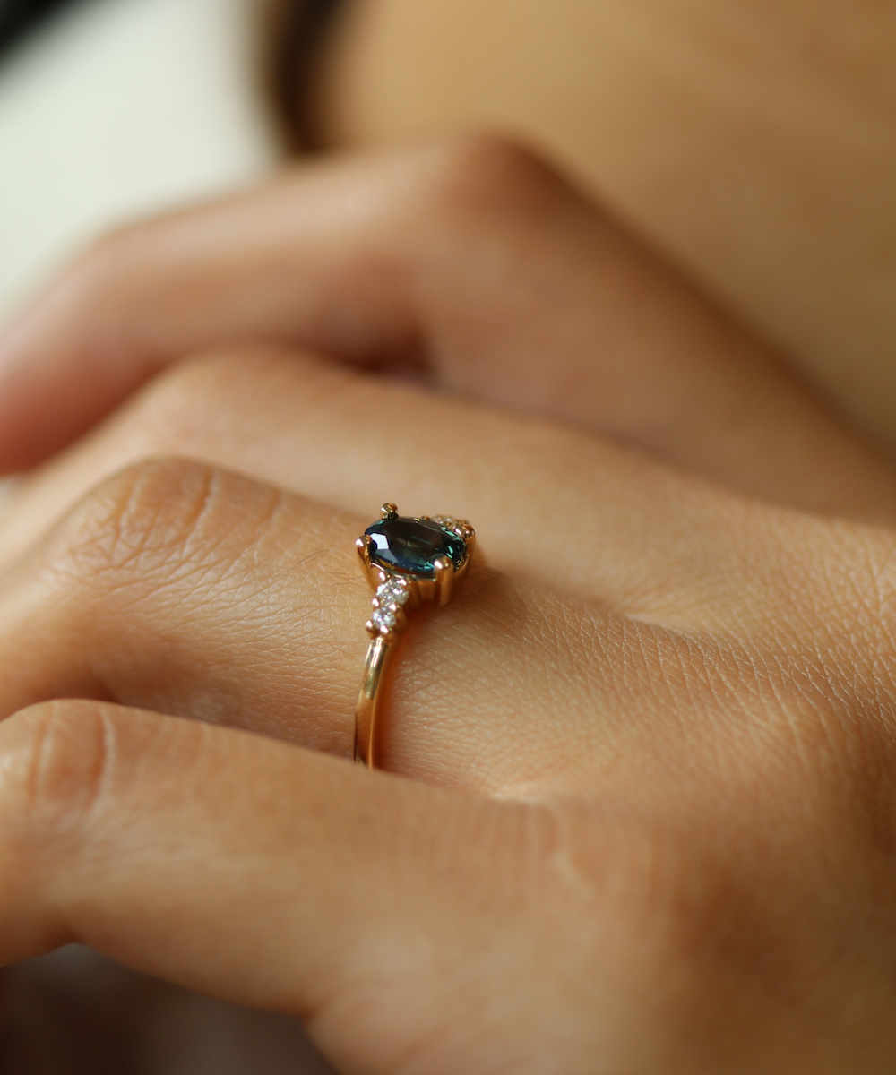 Teal Australian Sapphire Engagement Ring, Macha Studio, Greenpoint, Brooklyn NYC