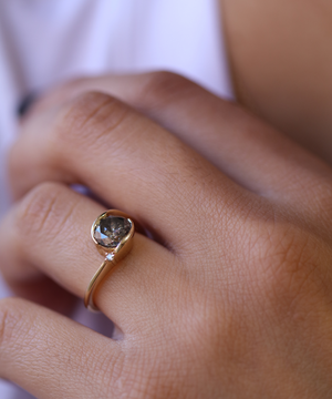 Saturn Ring, Salt and Pepper Diamond