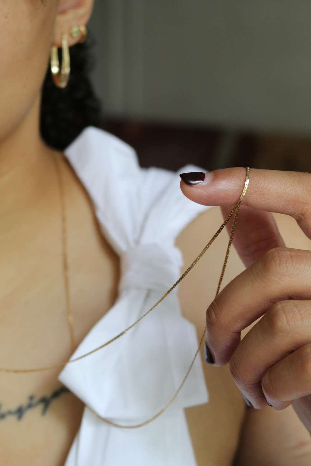 14k yellow gold textured chain vintage necklace 1980s Macha Studio Greenpoint Brooklyn New York City 11222 unisex