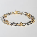 Two-Tone Beaded Chain Bracelet 14K Gold