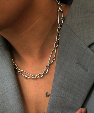 Oval Love Link Necklace Silver