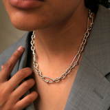 Oval Love Link Necklace Silver
