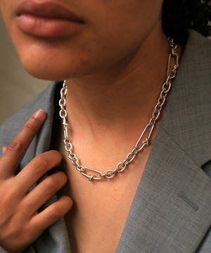 Oval Love Link Necklace Silver