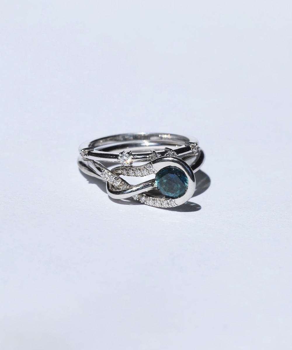 Engagement Ring Stack with Sapphire by Macha Studio. Brooklyn, New York