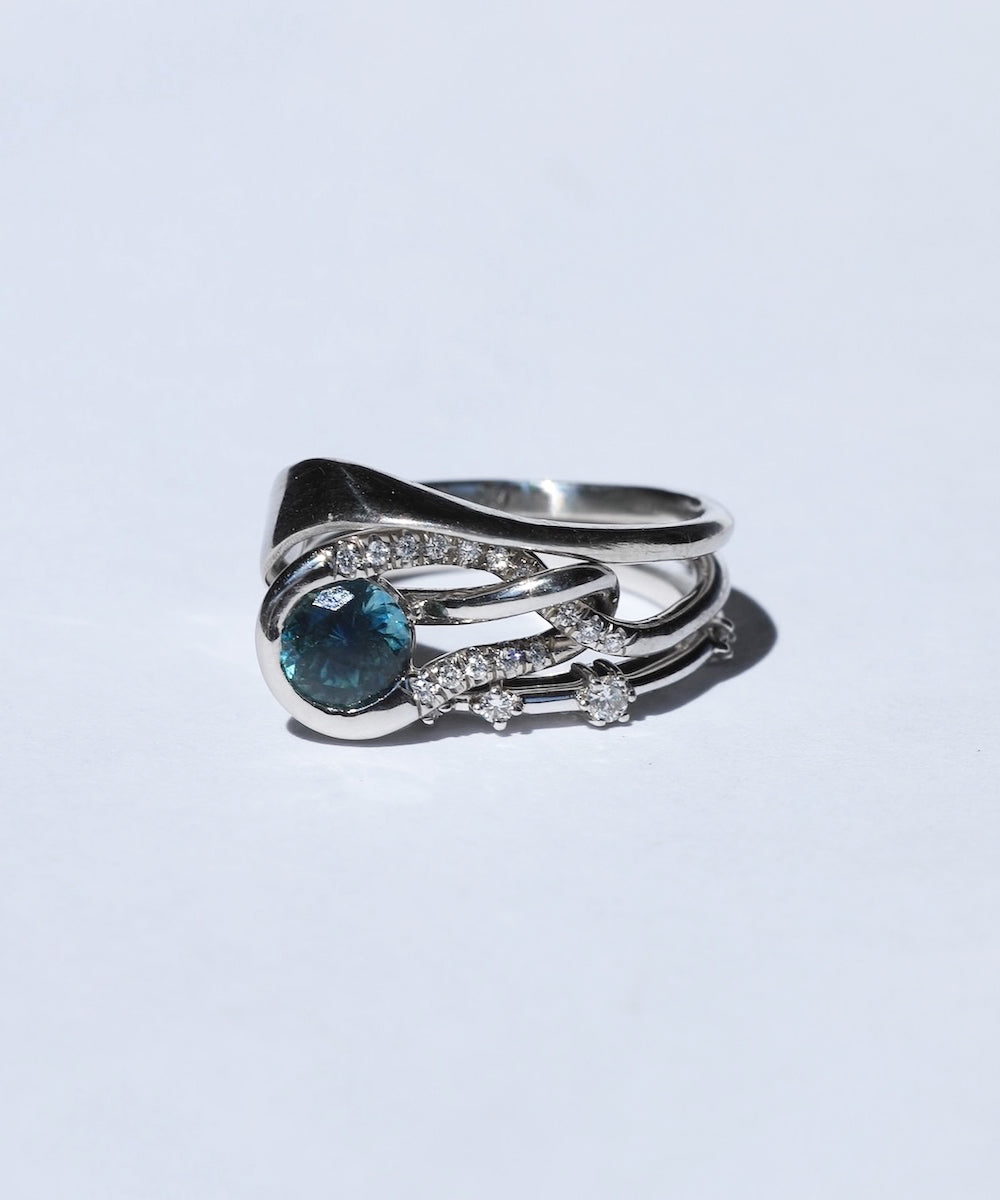 Engagement Ring Stack with Sapphire by Macha Studio. Brooklyn, New York