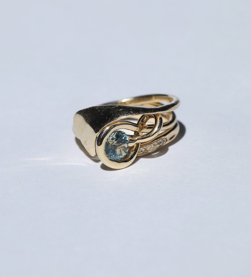 Engagement Ring Stack with Sapphire by Macha Studio. Brooklyn, New York