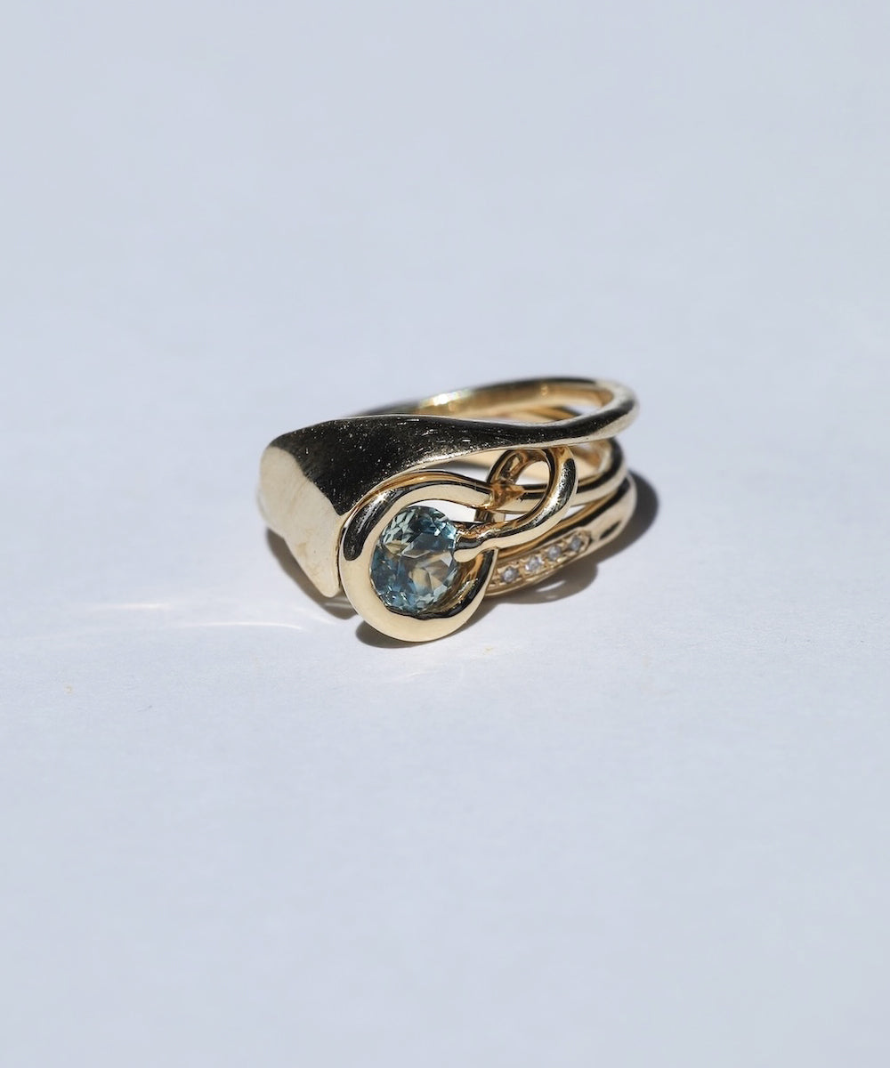 Engagement Ring Stack with Sapphire by Macha Studio. Brooklyn, New York