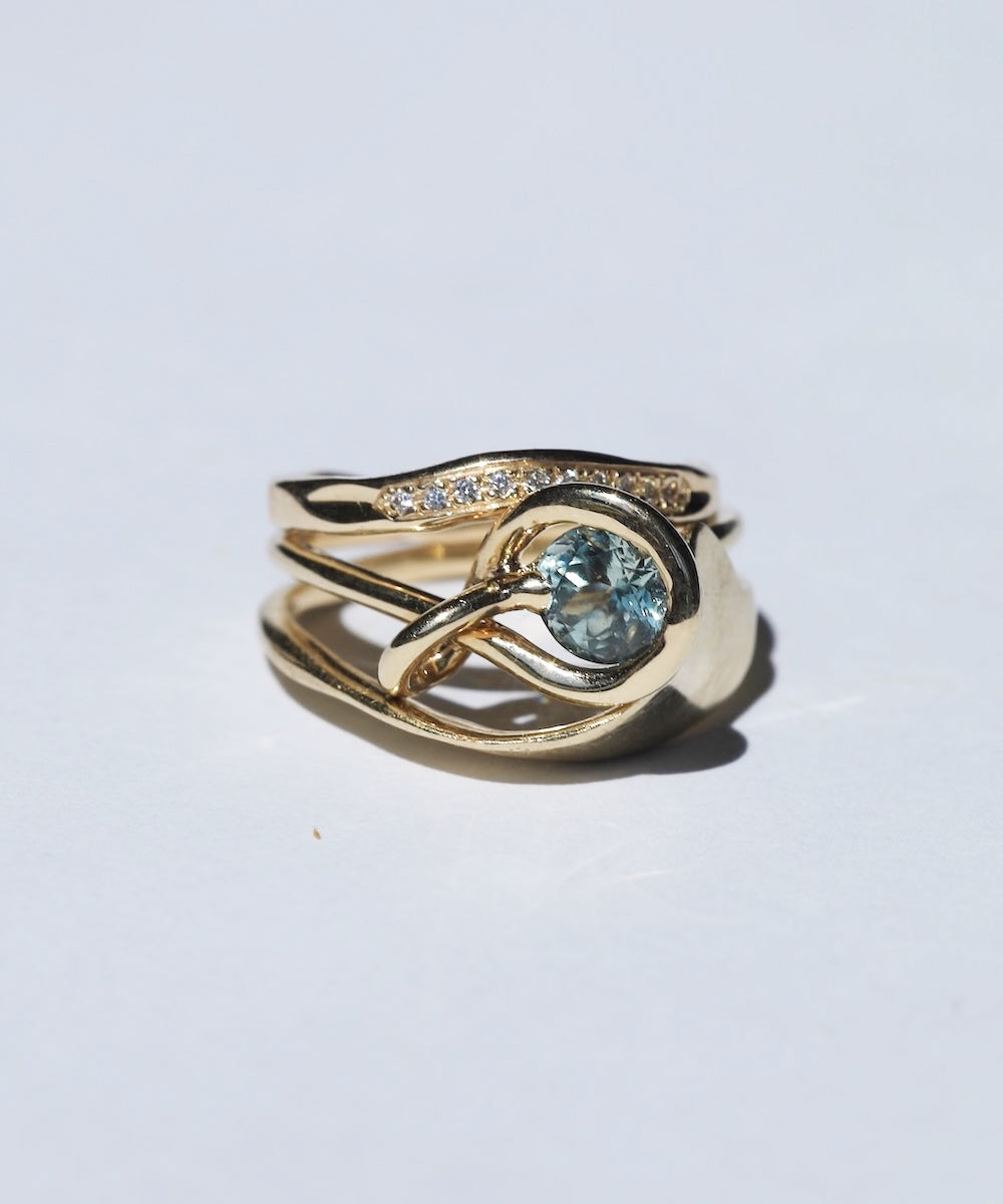 Engagement Ring Stack with Sapphire by Macha Studio. Brooklyn, New York