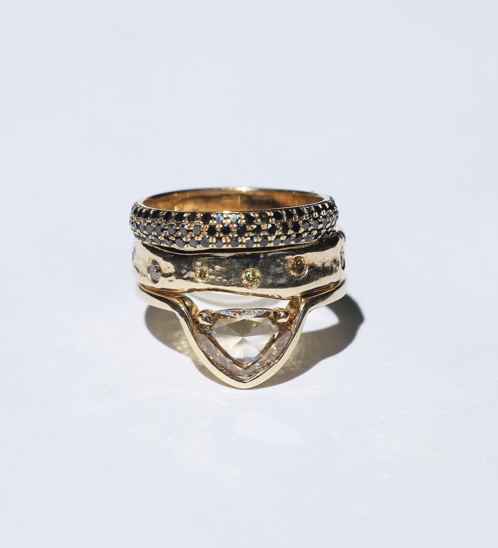 Engagement Ring Stack with Diamond by Macha Studio. Brooklyn, New York