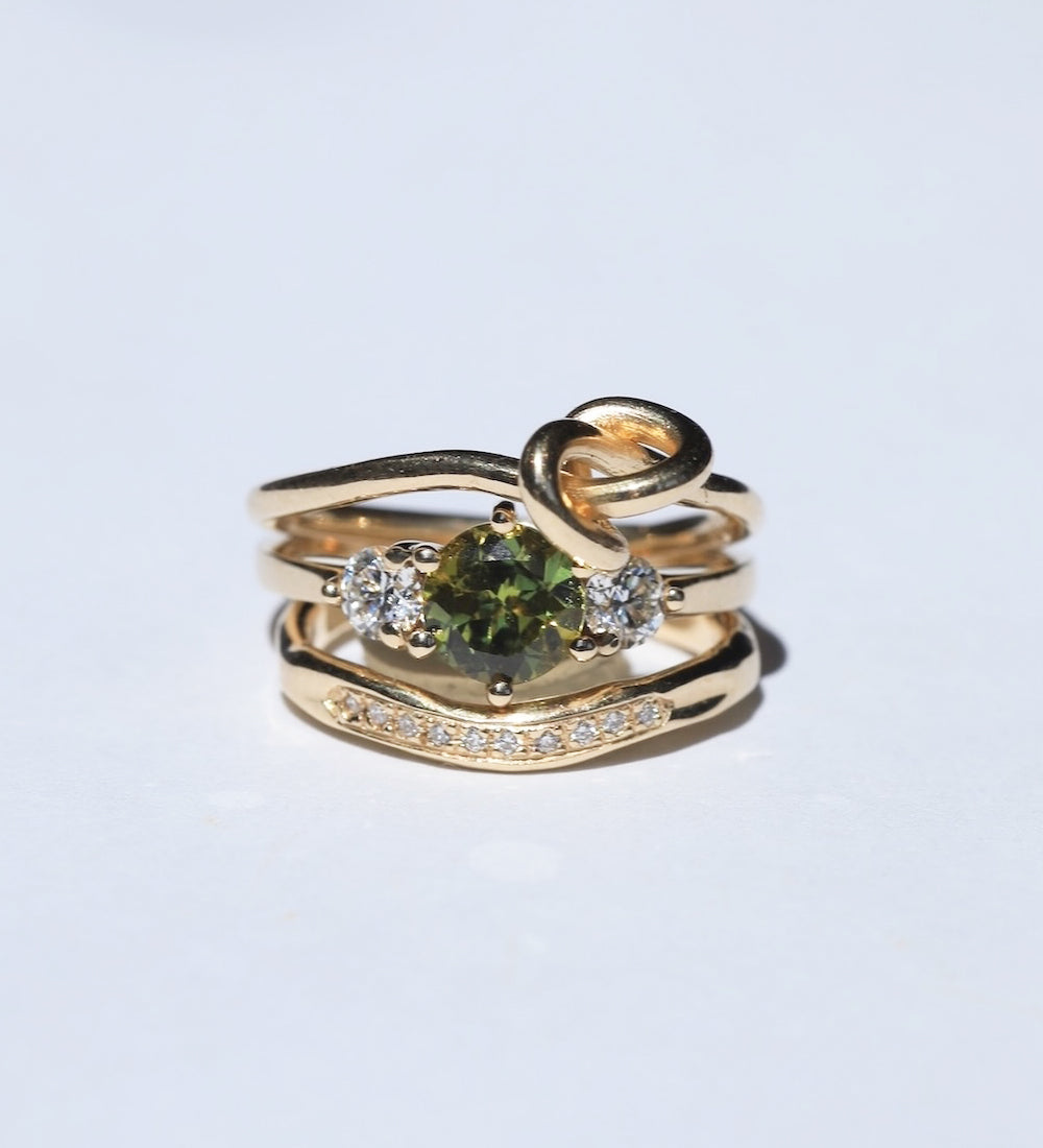 Engagement Ring Stack with Sapphire by Macha Studio. Brooklyn, New York