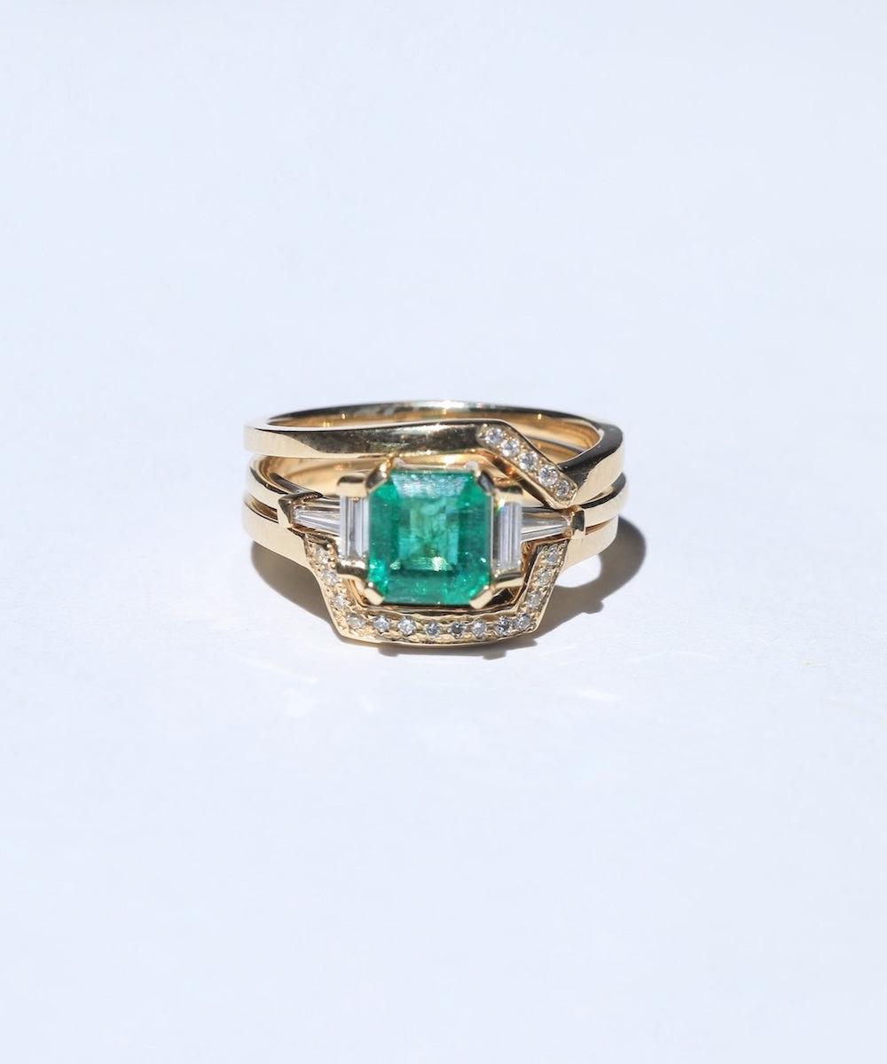 Engagement Ring Stack with Emerald by Macha Studio. Brooklyn, New York