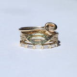 Loose Knot Ting | Foxtail Band with Bi-Color Sapphire | Half Baguette diamond band