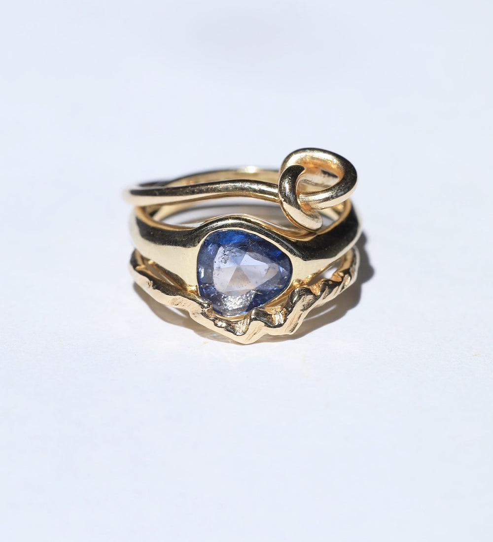 Engagement Ring Stack with Sapphire by Macha Studio. Brooklyn, New York