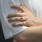 14k Yellow Gold Sapphire Mini Ripple Ring Greenpoint Brooklyn Macha