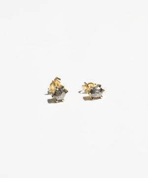 Hexagonal Salt & Pepper Diamond Stud Earrings